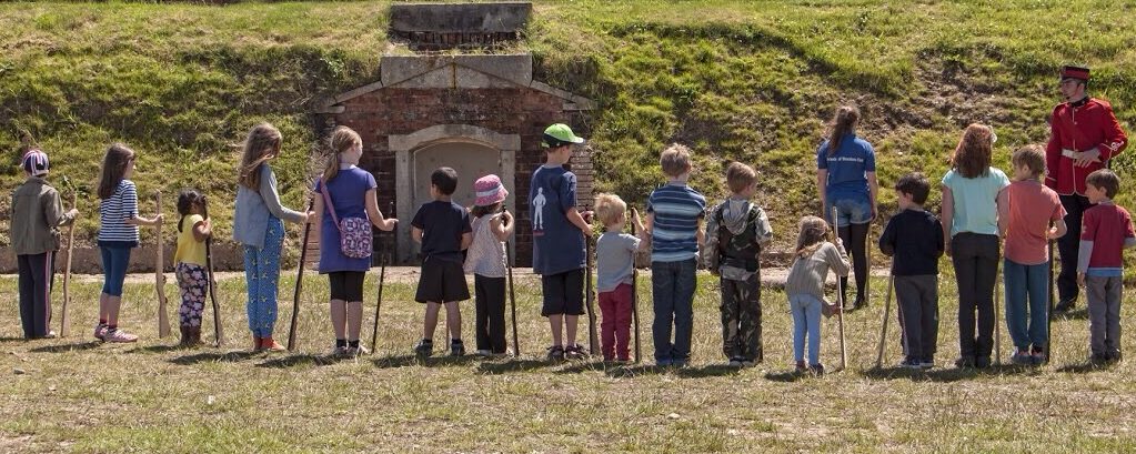 Kids parade drill at Shoreham Fort